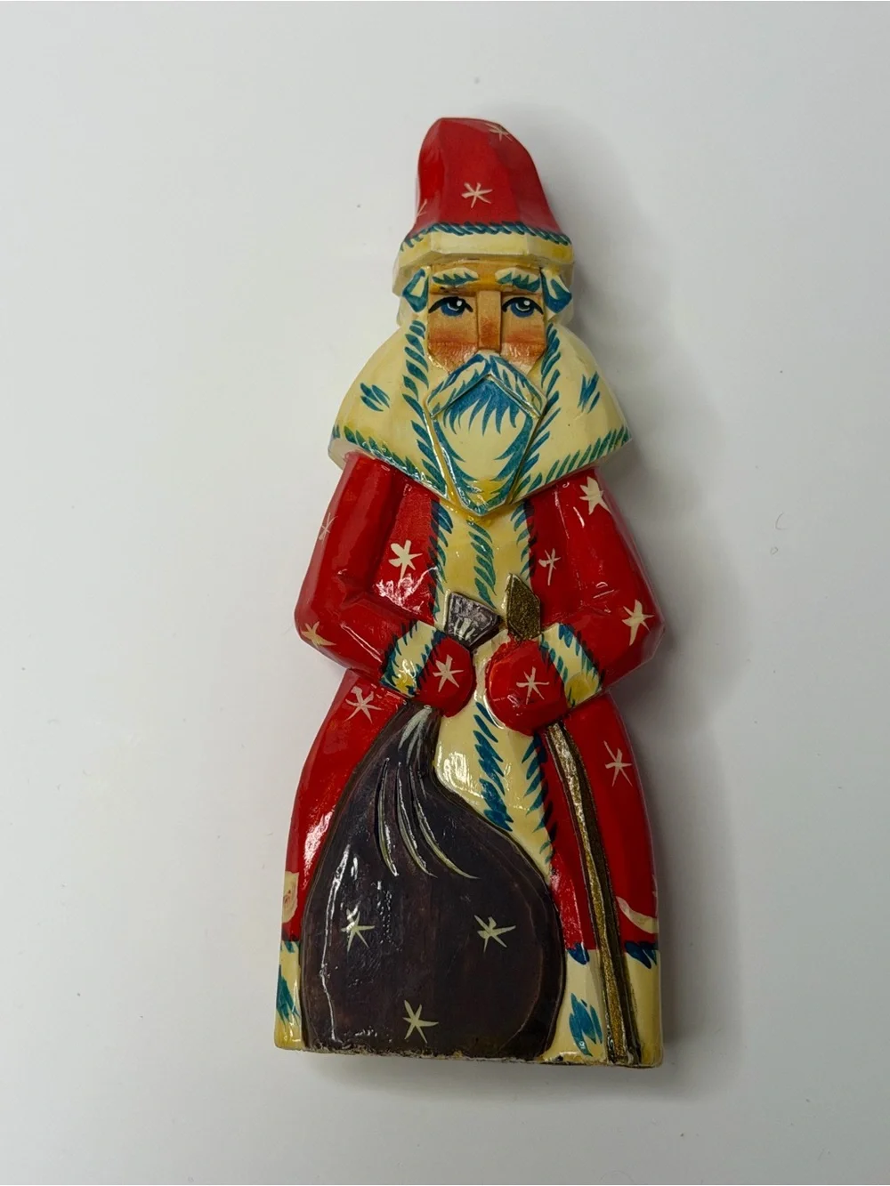 VTG Russian Wood Carved Painted Sergiev Posad Ded Moroz Santa Figurine 5.5”